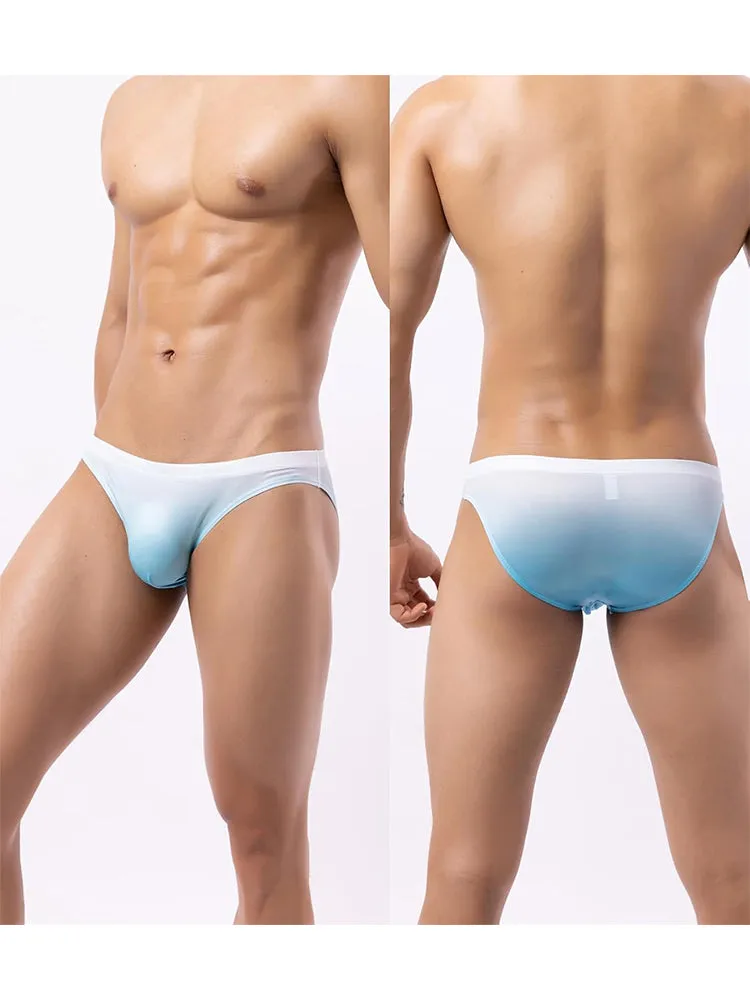 3 Pack Men's Sensual Silk-Like Loose Gradient Color Bikini