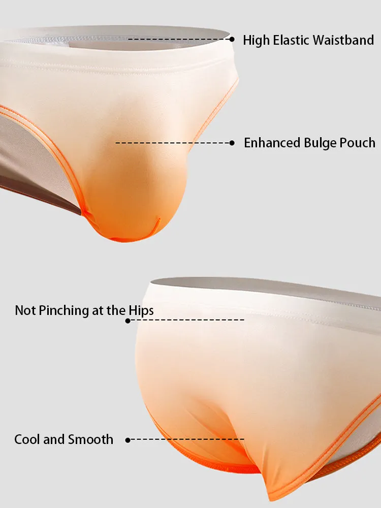 3 Pack Men's Sensual Silk-Like Loose Gradient Color Bikini