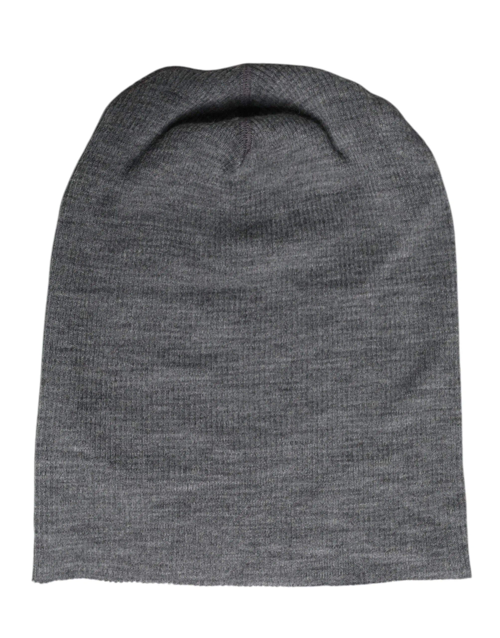 Gray Wool Blend Knitted Beanie Cap