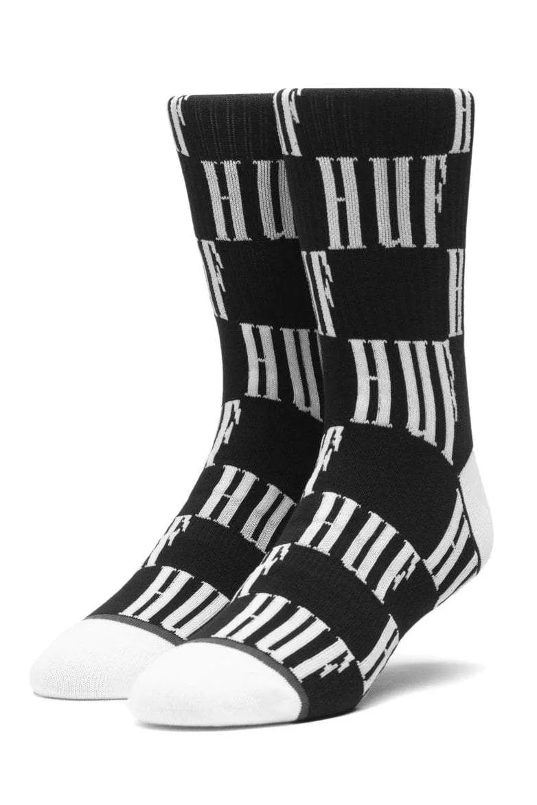 HUF BIG CHECKERED SOCKS - BLACK