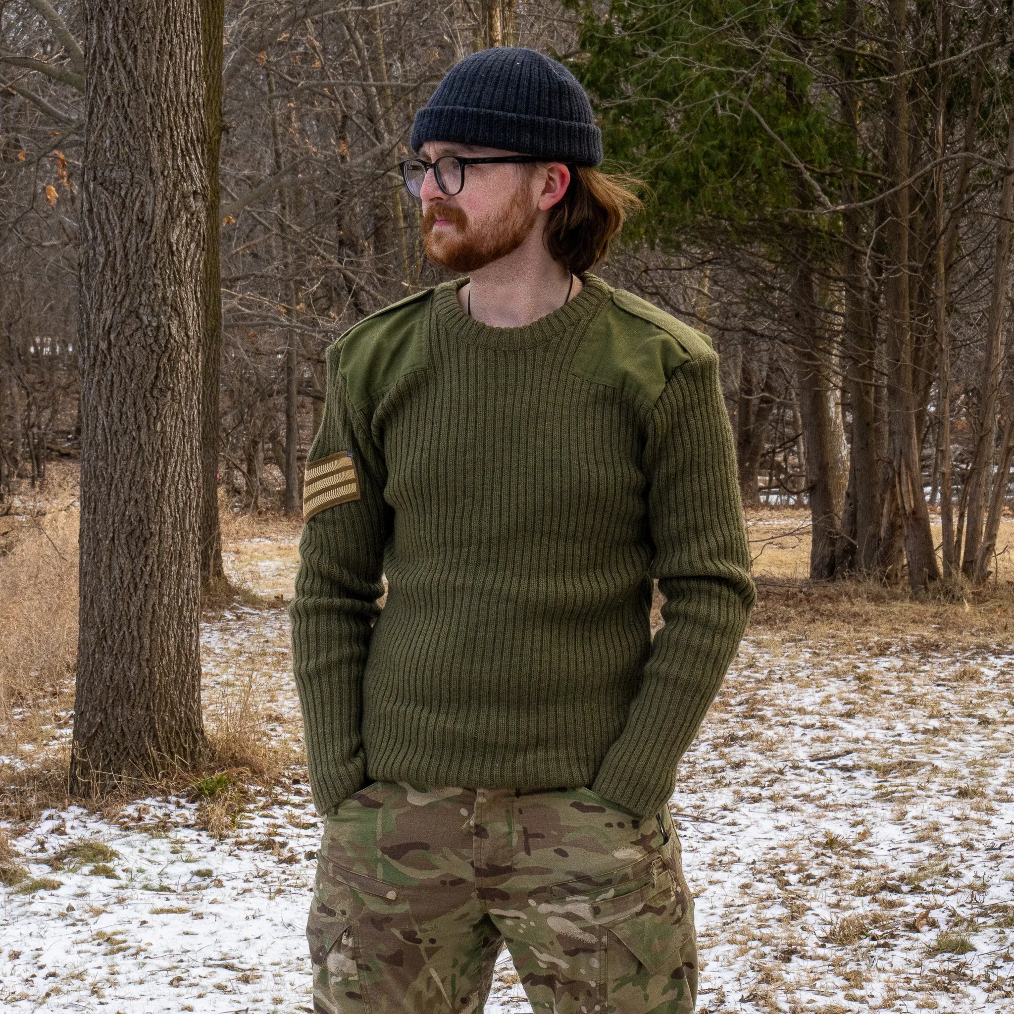 Issued British Army OD Green Wool Sweater