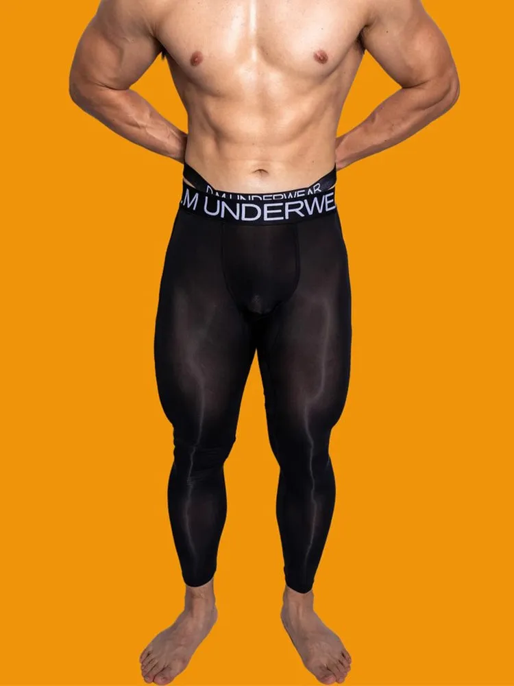 Men's Low-Rise Breathable Silk-Like Semi-Transparent Tights