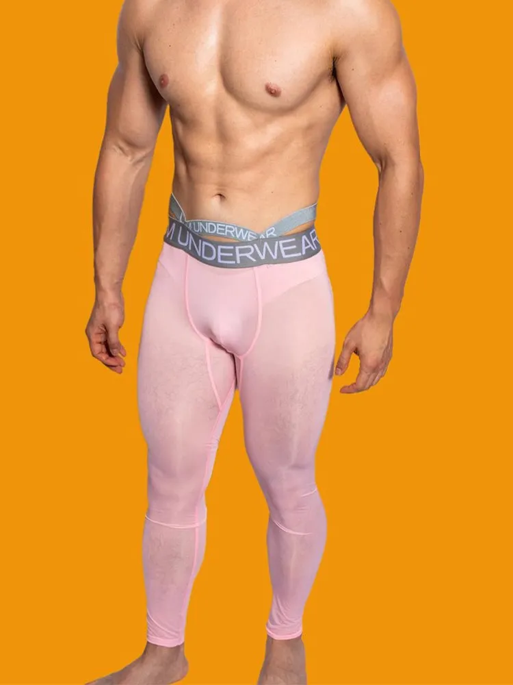 Men's Low-Rise Breathable Silk-Like Semi-Transparent Tights