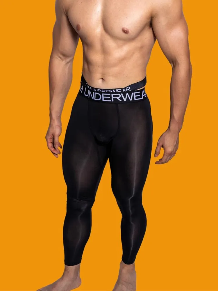 Men's Low-Rise Breathable Silk-Like Semi-Transparent Tights