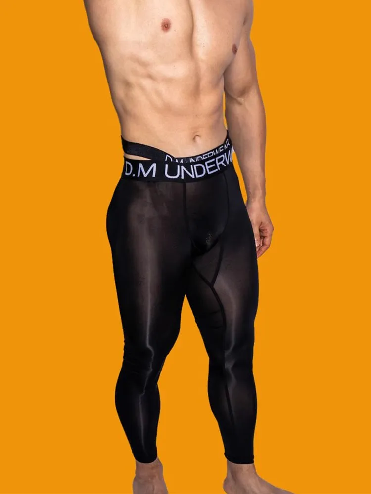 Men's Low-Rise Breathable Silk-Like Semi-Transparent Tights