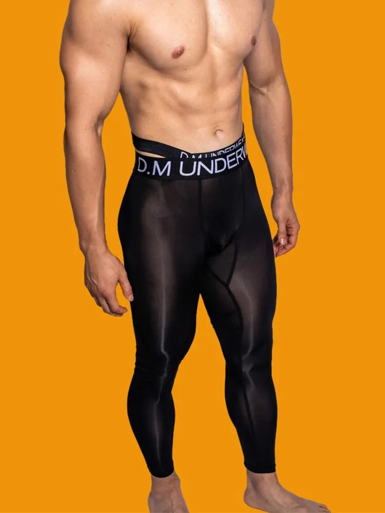 Men's Low-Rise Breathable Silk-Like Semi-Transparent Tights