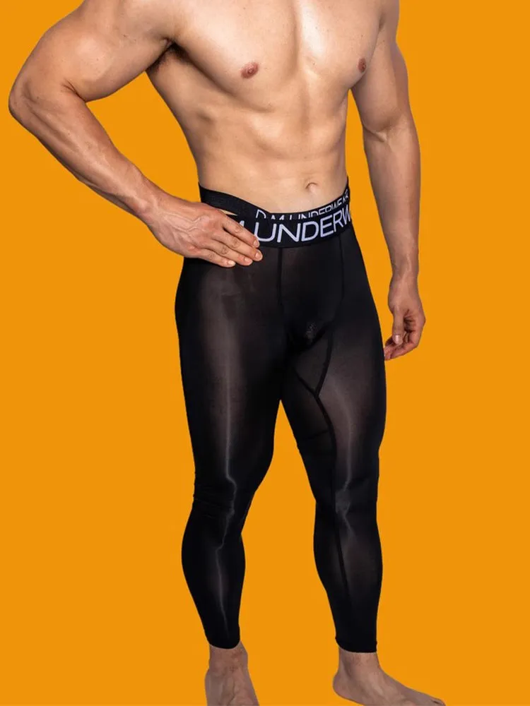 Men's Low-Rise Breathable Silk-Like Semi-Transparent Tights