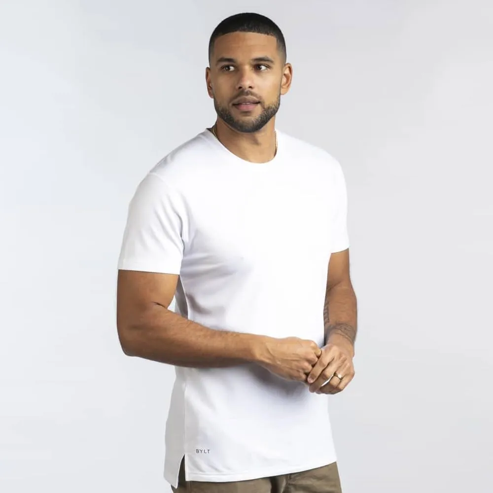 Split Hem Short Sleeve Men's T-Shirt - Polyester, Cotton, and Spandex Blend – Moisture Wicking, Breathable, Classic Fit
