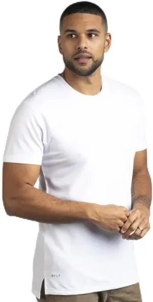 Split Hem Short Sleeve Men's T-Shirt - Polyester, Cotton, and Spandex Blend – Moisture Wicking, Breathable, Classic Fit