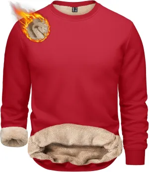 TACVASEN Men's Crewneck Sweatshirt Warm Sherpa Lined Sweatshirts Heavyweight Long Sleeve Underwear Winter Fleece Pullover